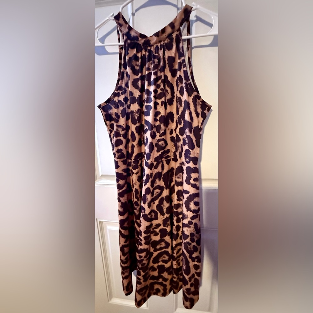 Leopard Print Sleeveless Halter Dress